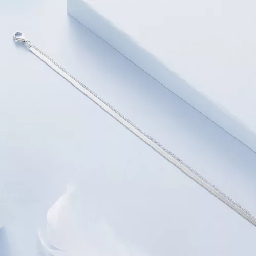 Brățară reglabilă din argint cu încuietoare plată tradițională, lungime 15-21 cm