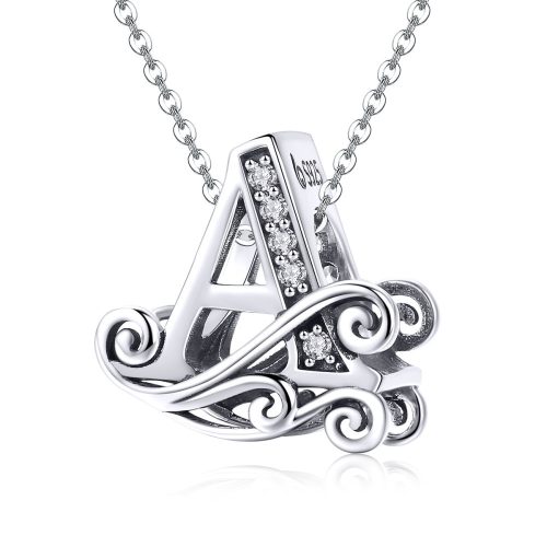 Talisman decorativ cu litera A, din argint