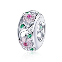 Spacer floral din argint cu pietre tricolore