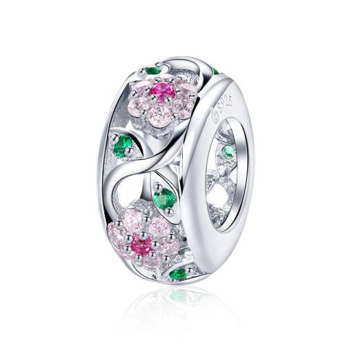 Spacer floral din argint cu pietre tricolore