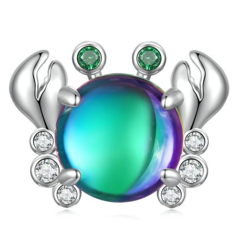 Talisman crab colorat special din argint