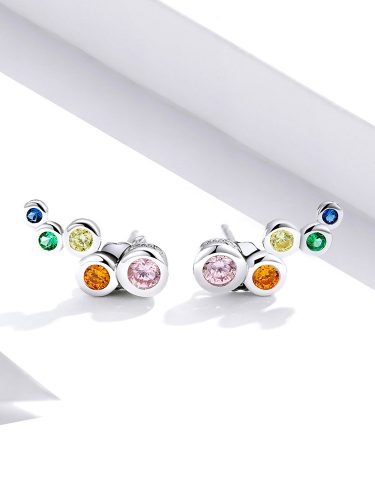 Cercei cu pietre colorate din argint