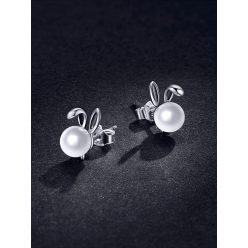 Cercei iepuraș cu perlă din argint