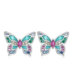 Cercei fluture colorați din argint