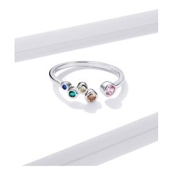 Inel fără mărime cu bule colorate din argint