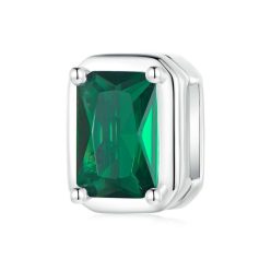   Pandantiv cub cu piatră verde smarald pentru colier din argint