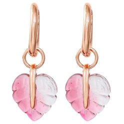 Cercei frunze roz din aur roz