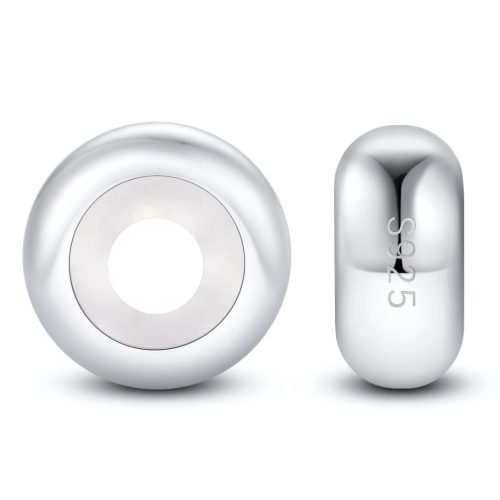 Spacer elegant din argint cu dopuri de silicon, set de 2 bucăți