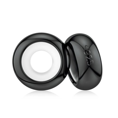 Spacer elegant din argint cu dopuri de silicon, set de 2 bucăți, negru
