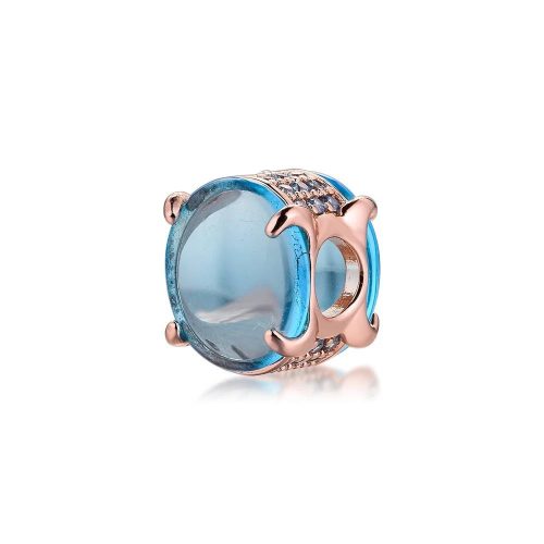 Piatră albastră în montură Rose Gold
