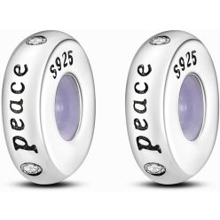   Dop de silicon cu inscripția "Peace" pentru brățară din argint