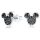 Cercei cu Mickey Mouse și pietricele negre din argint