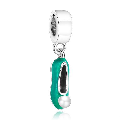 Talisman pantof de balerină verde din argint