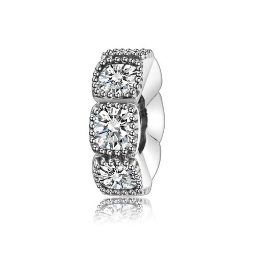 Talisman spacer cu model cu pietricele mici din argint