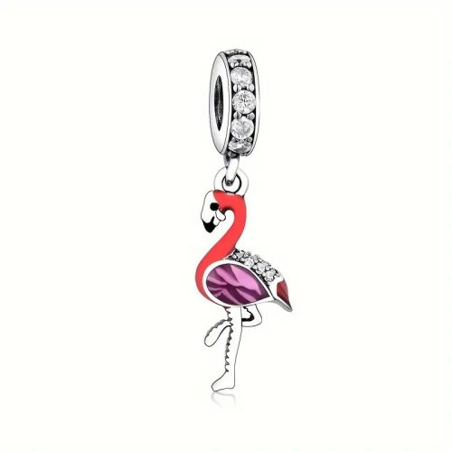 Pandantiv flamingo colorat din argint