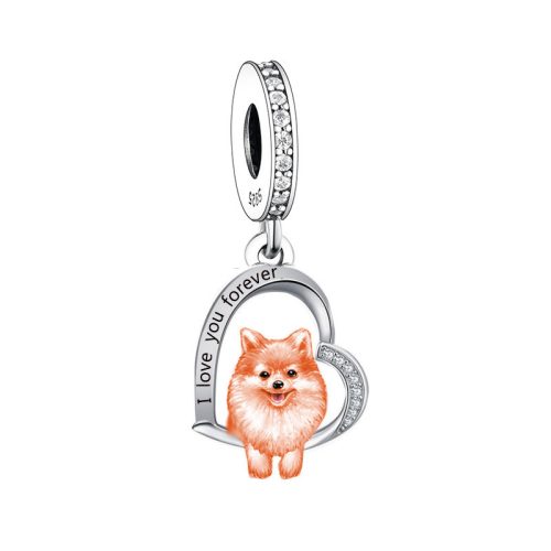 Talisman cățeluș Pomeranian pitic din argint
