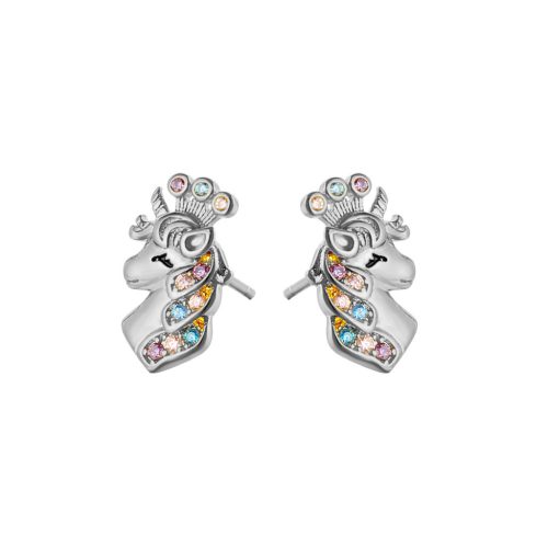 Cercei unicorn colorați din argint