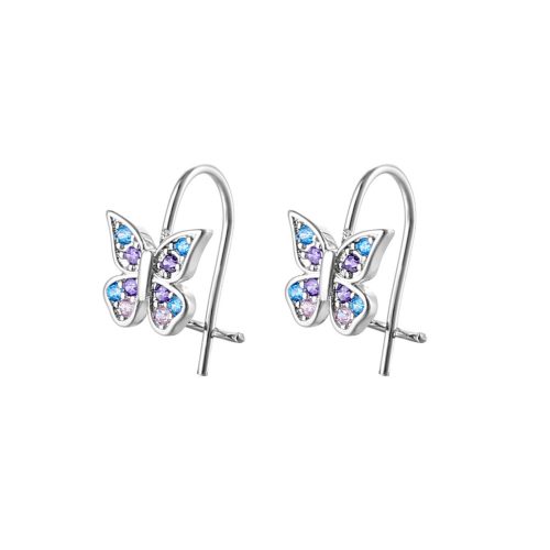 Cercei fluture cu pietre albastre din argint