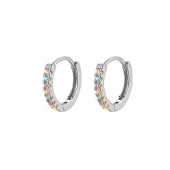   Cercei cu încuietoare cu pietricele mici colorate din argint