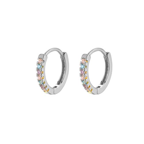 Cercei cu încuietoare cu pietricele mici colorate din argint