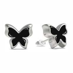 Cercei fluture negru din argint