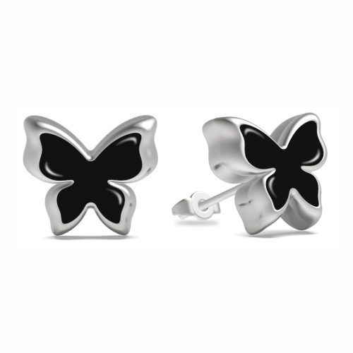 Cercei fluture negru din argint