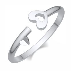 Inel fără mărime cu model de inimă din argint