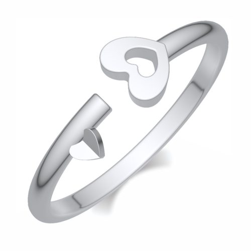 Inel fără mărime cu model de inimă din argint