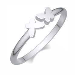 Inel fără mărime cu fluturi din argint