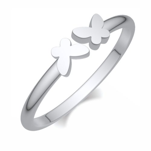 Inel fără mărime cu fluturi din argint