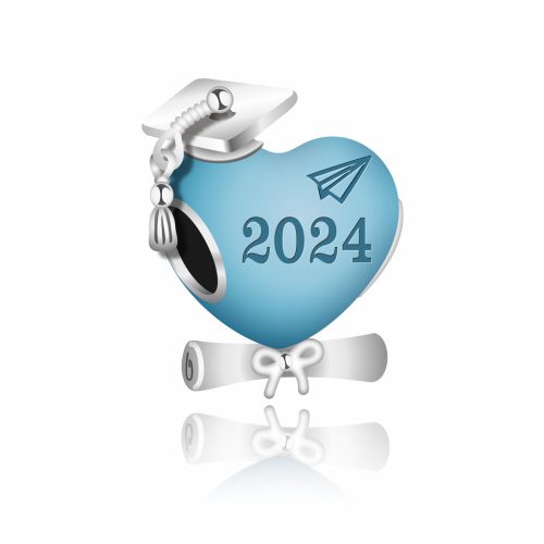Talisman "Absolvent 2024" în inimă albastră din argint