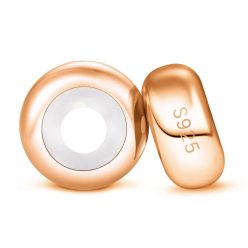   Spacer elegant din argint cu dopuri de silicon, set de 2 bucăți, Rose Gold
