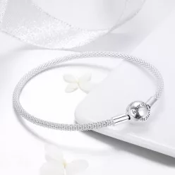   Brățară tip plasă din argint cu inscripția "Family forever", 21 cm