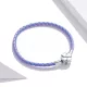 Brățară din piele mov cu încuietoare din argint, 19 cm