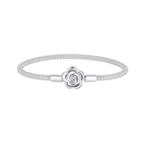 Brățară elegantă din argint cu încuietoare trandafir, lungime 17 cm