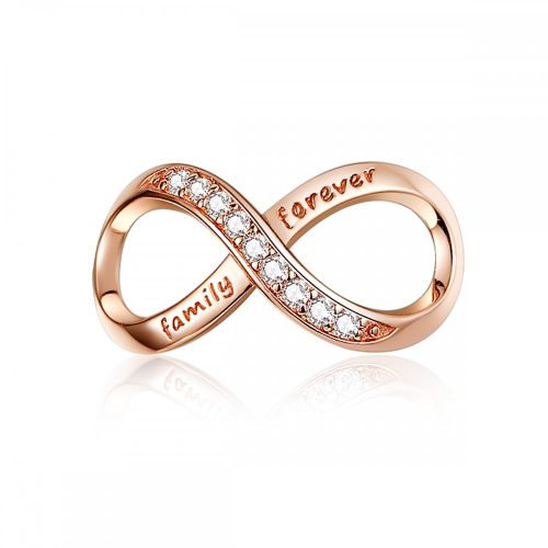 Talisman "Family forever" cu pietre și simbol infinit, aur roz din argint