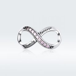   Talisman "Family forever" cu pietre roz și simbol infinit din argint