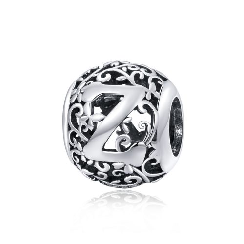 Talisman bilă decorativă cu litera Z din argint