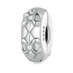   Talisman spacer cu model minimalist și pietricele mici cu încuietoare din argint