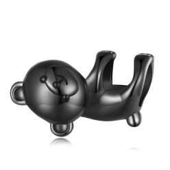 Talisman ursuleț suspendat negru din argint