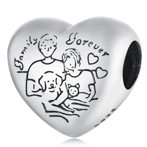 Talisman "Familie cu câini și pisici Family Forever" din argint