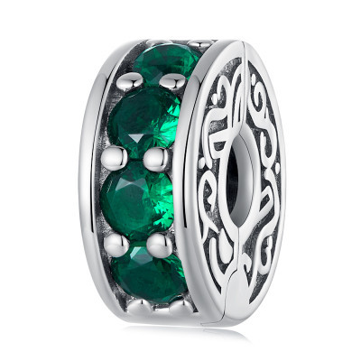 Talisman spacer cu piatră verde din argint