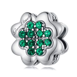 Talisman "Noroc" cu piatră verde din argint