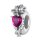 Charm din argint, Inima de Lotus cu piatră roșu magenta de iulie