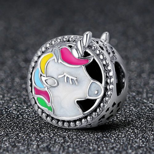 Talisman unicorn curcubeu din argint