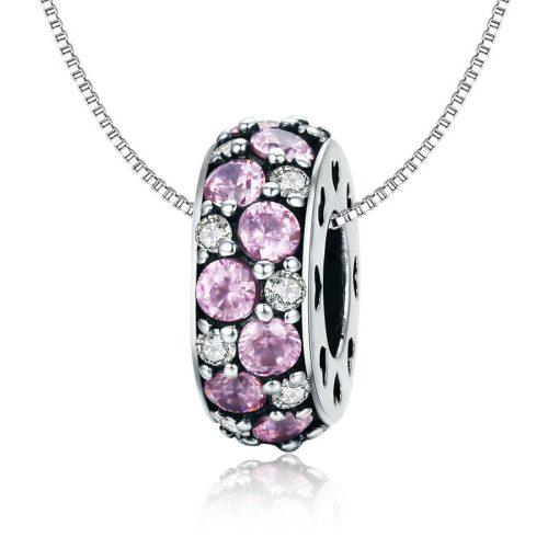Spacer elegant cu pietre roz din argint