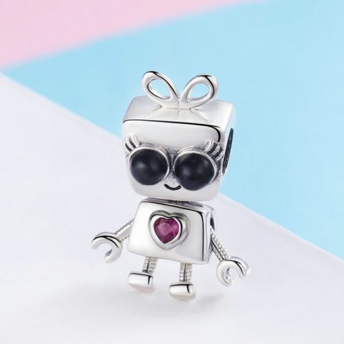 Talisman fată robot din argint