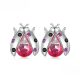 Cercei buburuză drăguță din argint cu pietre roz strălucitoare
