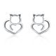 Cercei inimă cu pisică din argint