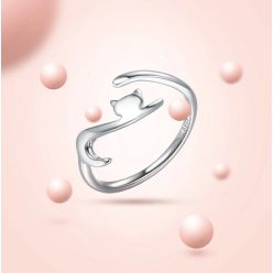 Inel fără mărime cu pisică din argint